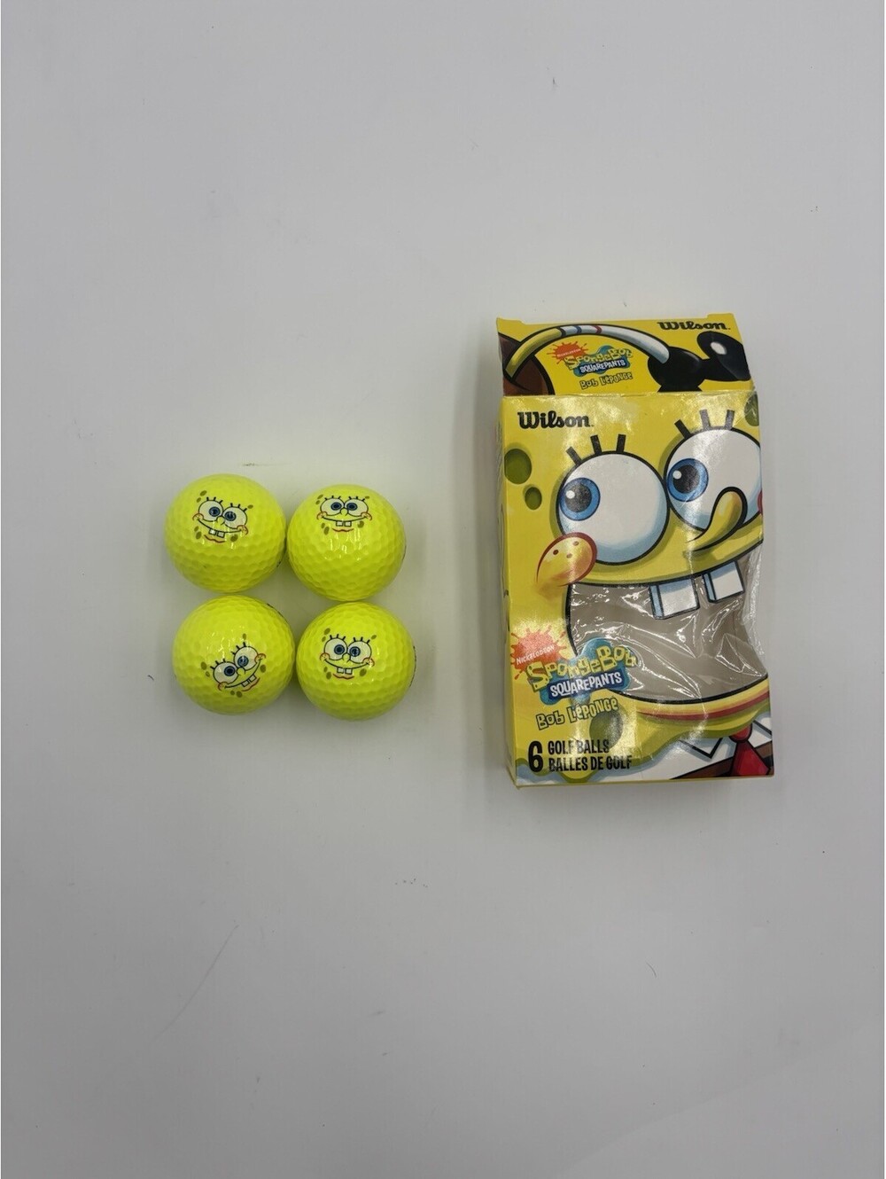 Wilson SpongeBob SquarePants Yellow Golf Balls 4- Pack New!